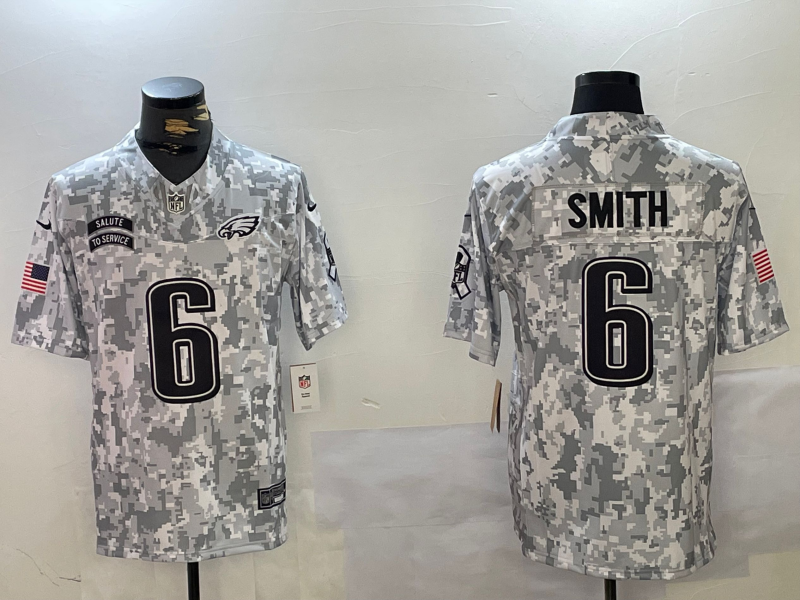 Men's Philadelphia Eagles DeVonta Smith #6 Arctic Camo 2024 Salute to Service Limited Jersey